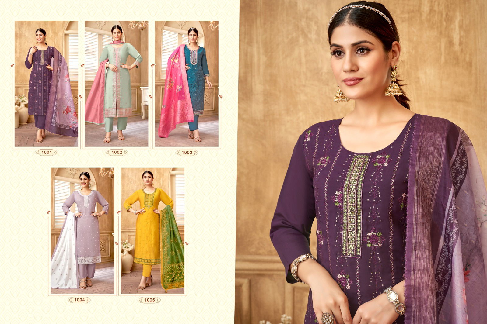 Daisy By Kf Roman Silk Embroidery Kurti With Bottom Dupatta Wholesale Price In Surat
